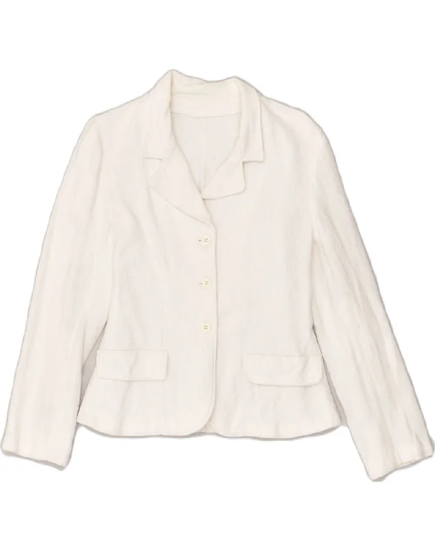 BlazercauseVINTAGE Womens 3 Button Blazer Jacket UK 14 Medium White