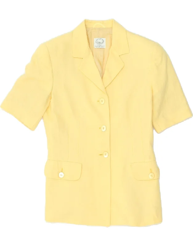 BlazerchicVINTAGE Womens 3 Button Short Sleeve Blazer Jacket IT 40 Small Yellow