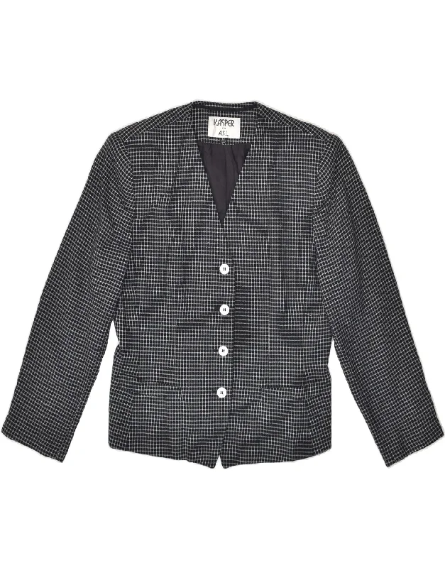 BlazersecurityVINTAGE Womens 4 Button Blazer Jacket UK 10 Small Black Gingham