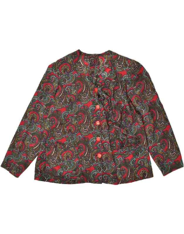 BlazerdesignVINTAGE Womens 5 Button Blazer Jacket UK 16 Large Red Paisley