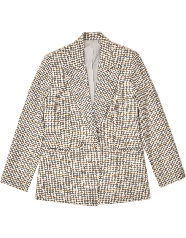 BlazertailorVINTAGE Womens Double Breasted Blazer Jacket IT 42 Medium Grey Houndstooth