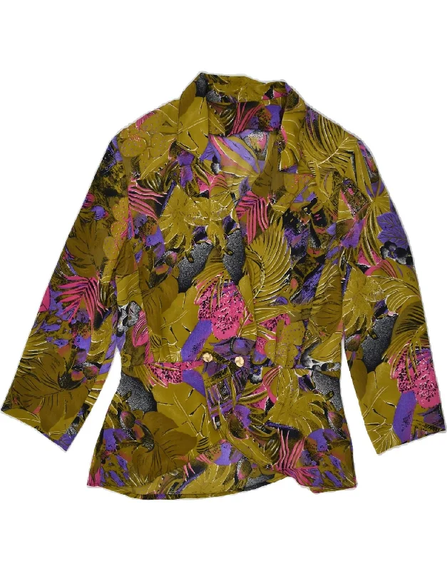 BlazermobileVINTAGE Womens Double Breasted Blazer Jacket IT 48 XL Khaki Floral