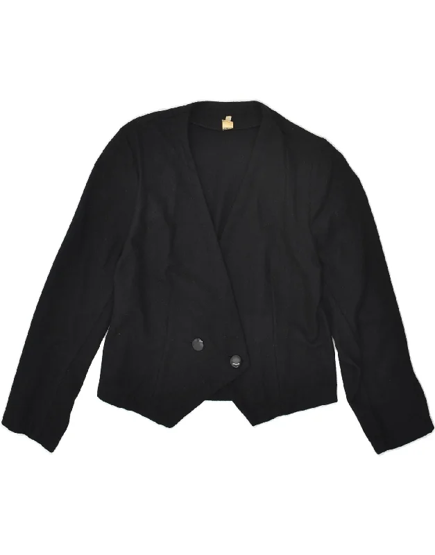 BlazercloudVINTAGE Womens Double Breasted Blazer Jacket UK 12 Medium Black Wool