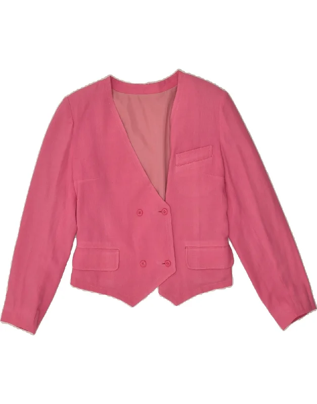 BlazerdanceVINTAGE Womens Double Breasted Blazer Jacket UK 12 Medium Pink