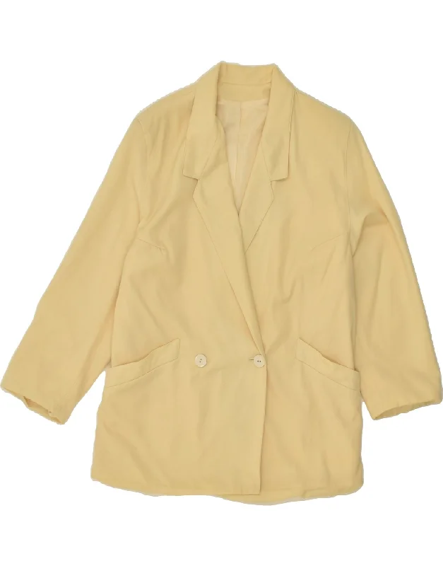 BlazerdefeatVINTAGE Womens Double Breasted Blazer Jacket UK 14 Large Yellow New Wool