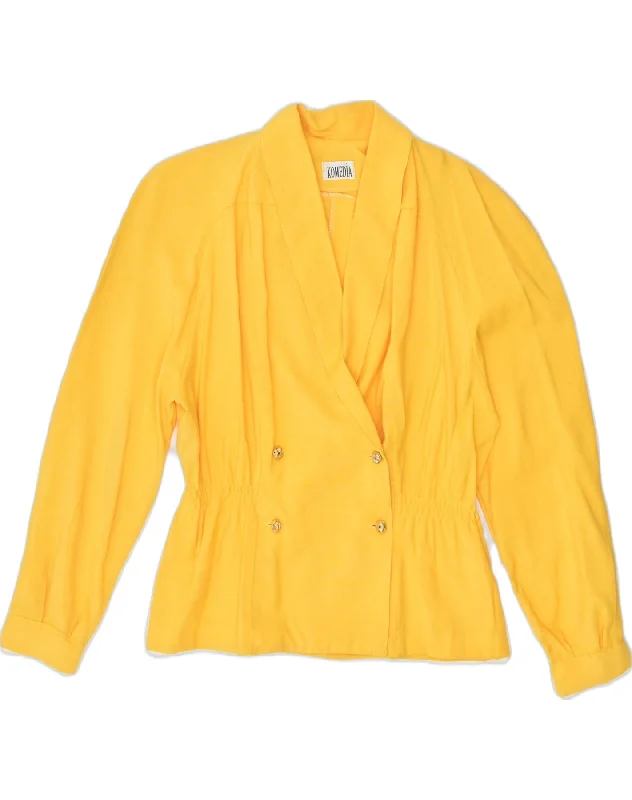 BlazersuitVINTAGE Womens Double Breasted Blazer Jacket UK 14 Large Yellow