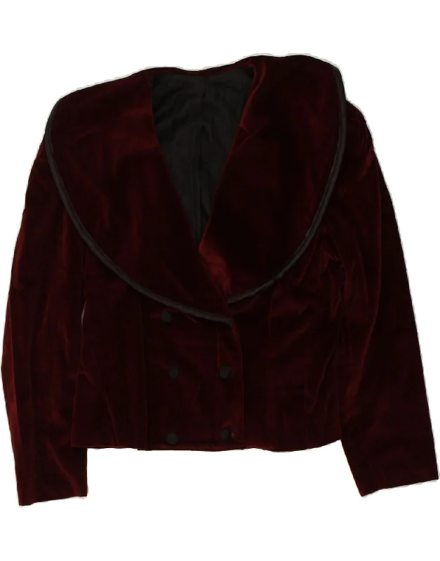 BlazercasualVINTAGE Womens Double Breasted Blazer Jacket UK 14 Medium Burgundy