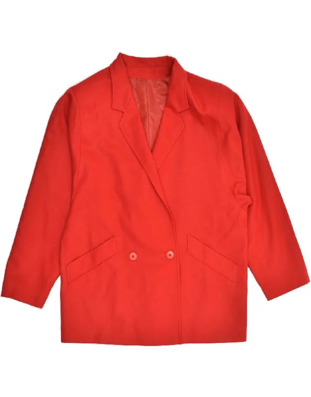 BlazertraditionVINTAGE Womens Double Breasted Blazer Jacket UK 16 Large Red Wool