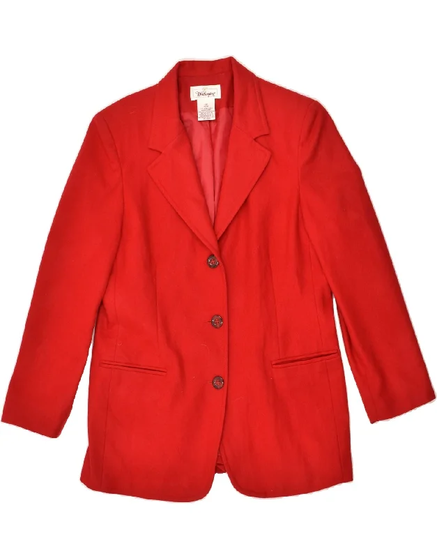 BlazerdataVINTAGE Womens Petite 3 Button Blazer Jacket UK 12 Medium Red Wool