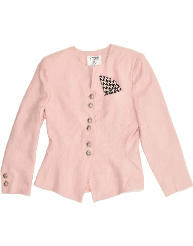 BlazerspiritVINTAGE Womens Petite 6 Button Blazer Jacket UK 10 Small Pink Polyester