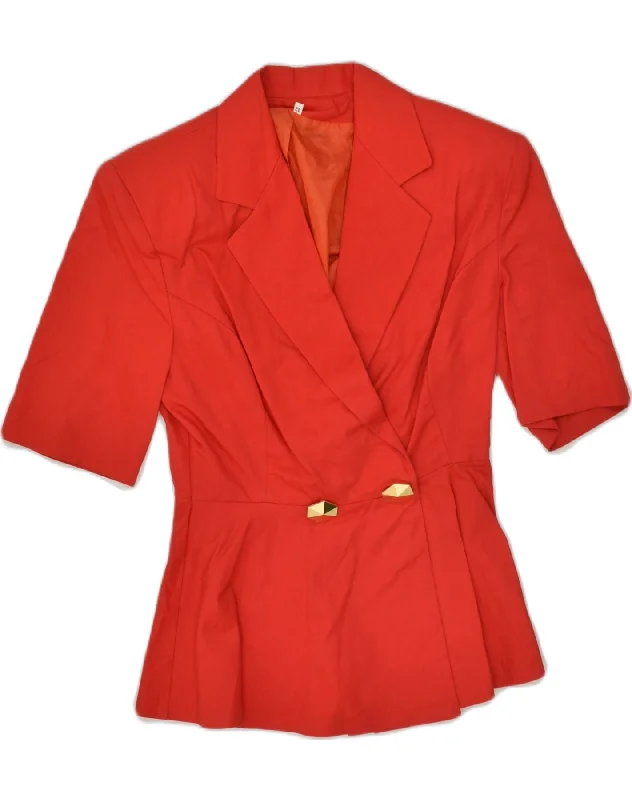 BlazercryptoVINTAGE Womens Short Sleeve Double Breasted Blazer Jacket IT 42 Medium Red