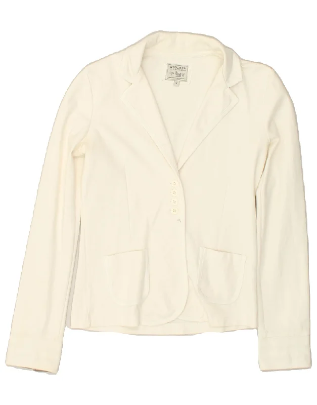 BlazereventWOOLRICH Womens 4 Button Blazer Jacket UK 10 Small White