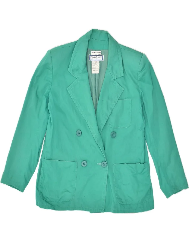 BlazerformalYVES SAINT LAURENT Womens Double Breasted Blazer Jacket IT 42 Medium Green