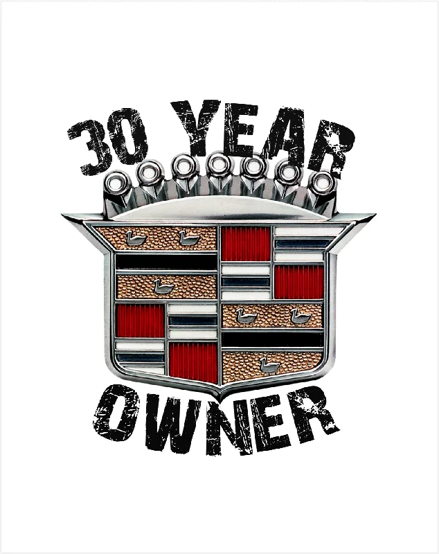 V-Neck T-ShirtsCadillac Owner 30 year ANNIVERSARY Crest T-Shirt