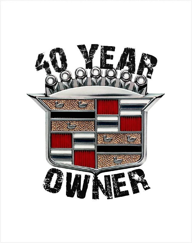 Printed T-ShirtsCadillac Owner 40 year ANNIVERSARY Crest T-Shirt