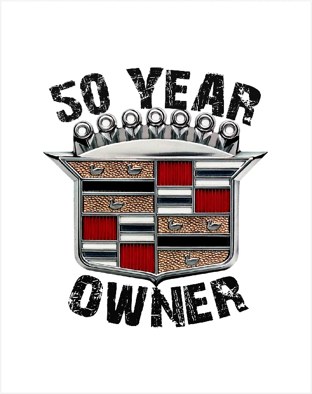 Recycled Fabric T-ShirtsCadillac Owner 50 year ANNIVERSARY Crest T-Shirt