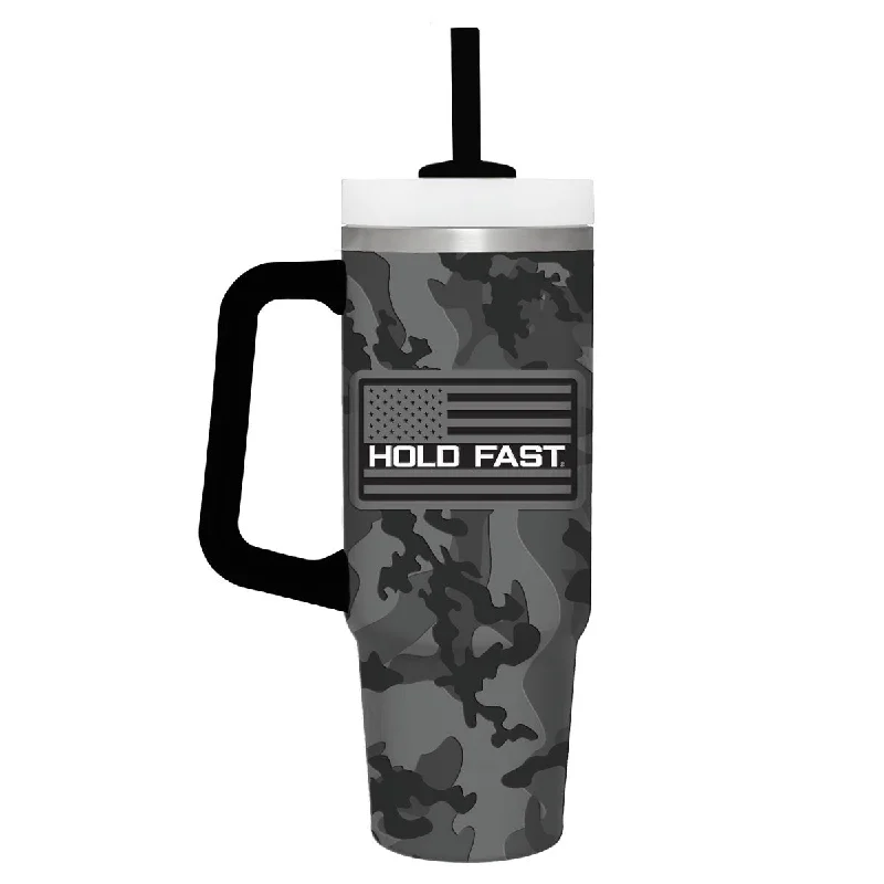 Cotton T-ShirtsHOLD FAST 30 oz Stainless Steel Mug With Straw HF Black & Grey Camo