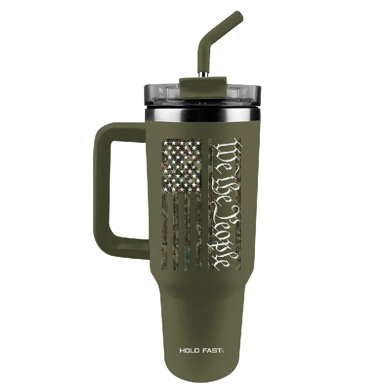 Layered T-ShirtsHOLD FAST 40 oz Stainless Steel Mug With Straw We The People Camo Flag