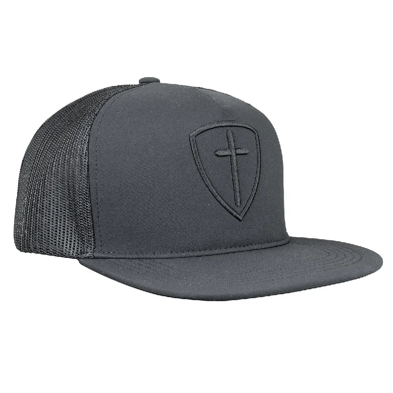 Recycled Fabric T-ShirtsKerusso Mens Cap Black Cross And Shield