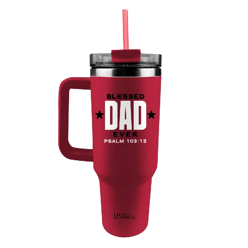 Fitted T-ShirtsLight Source 40 oz Stainless Steel Mug With Straw Blessed Dad