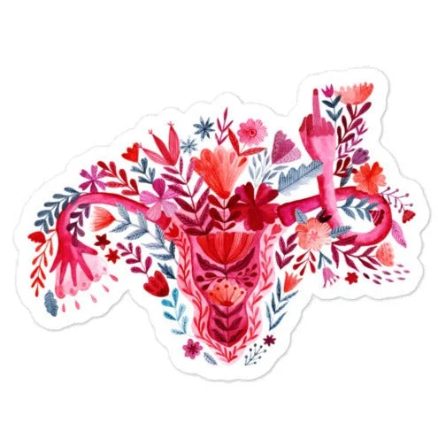 Cycling T-ShirtsMiddle Finger Watercolor Uterus -- Sticker