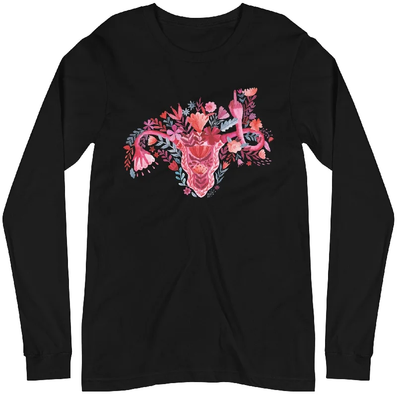 Logo T-ShirtsMiddle Finger Watercolor Uterus -- Unisex Long Sleeve