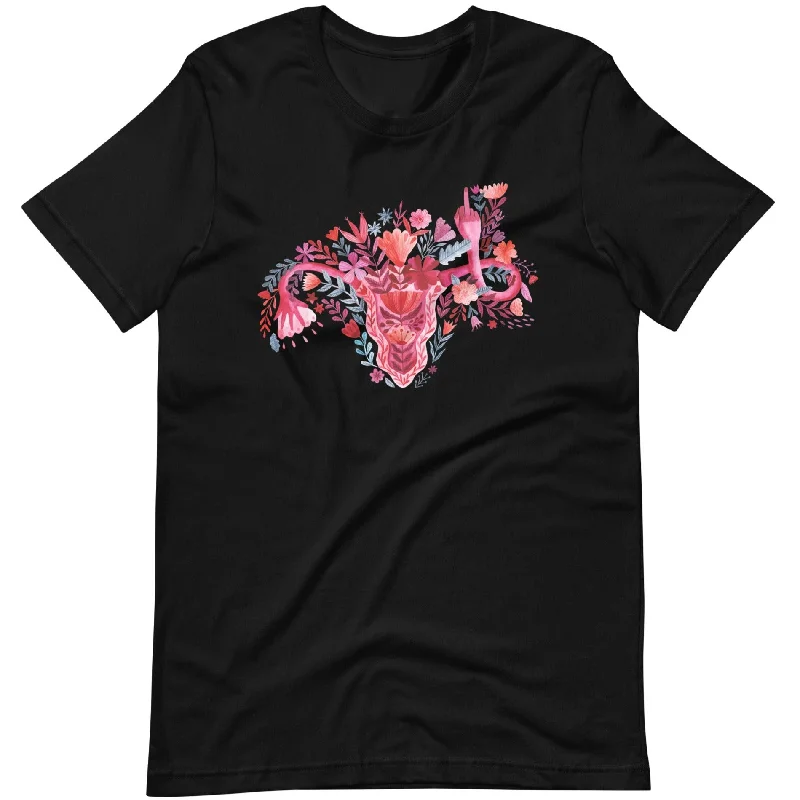 Ruffled T-ShirtsMiddle Finger Watercolor Uterus -- Unisex T-Shirt