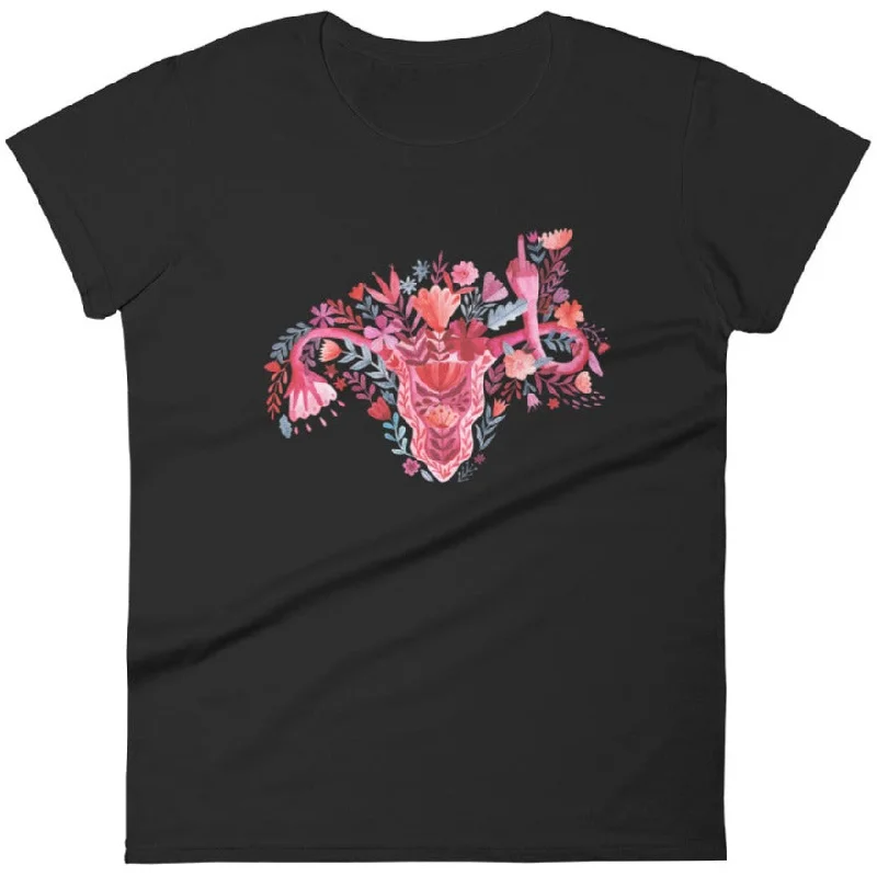 Linen T-ShirtsMiddle Finger Watercolor Uterus -- Women's T-Shirt