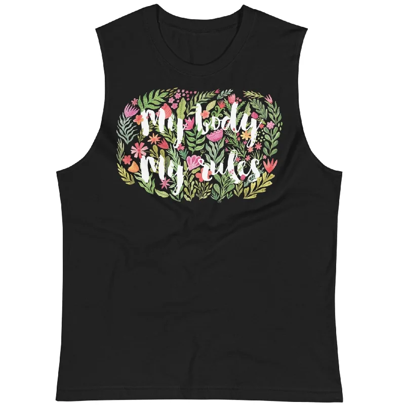 Metallic T-ShirtsMy Body My Rules (Watercolor Flowers) -- Unisex Tanktop