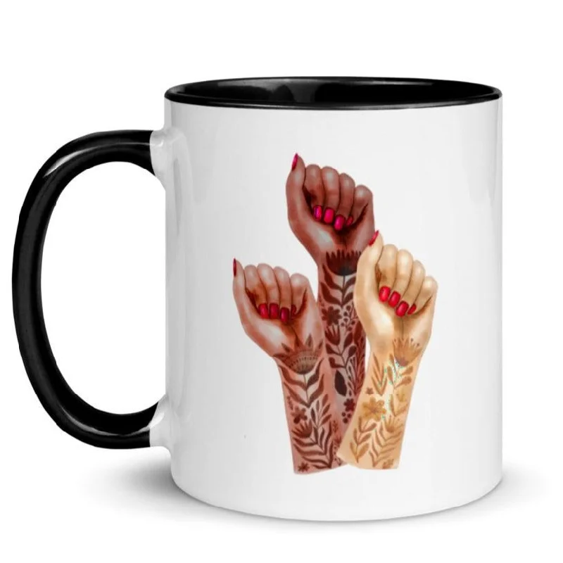 Artist T-ShirtsRaised Feminist Watercolor Tattoo Fists -- Mug