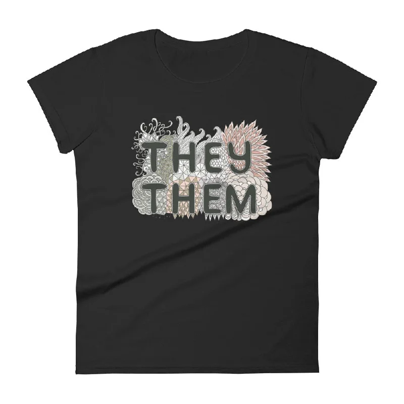 Urban T-ShirtsThey/Them Pronouns Doodle -- Fitted T-Shirt