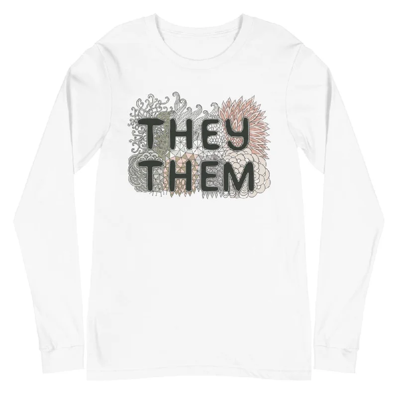 Hemp T-ShirtsThey/Them Pronouns Doodle -- Long Sleeve