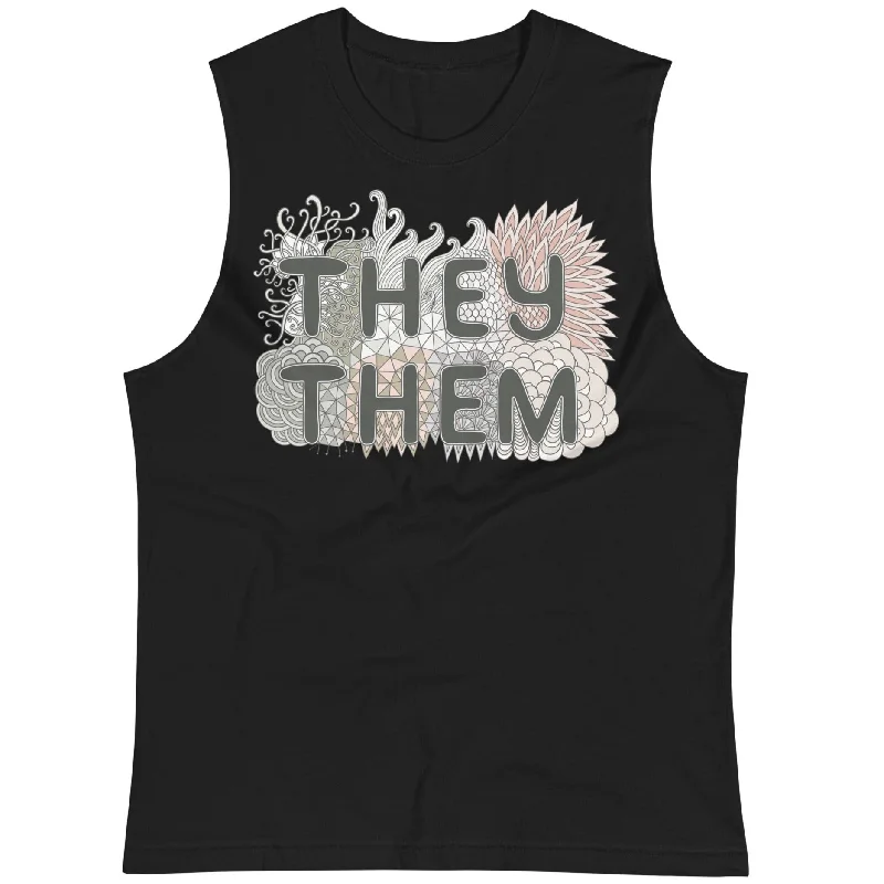 Lounge T-ShirtsThey/Them Pronouns Doodle -- Straight Cut Tanktop