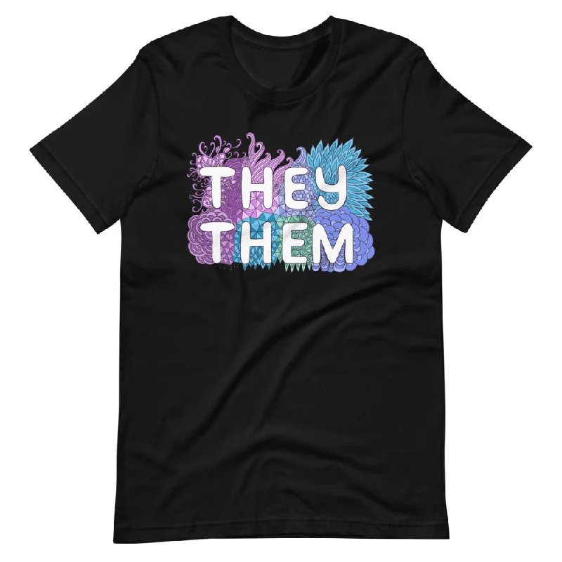 Branded T-ShirtsThey/Them Pronouns Pastel Doodles -- Straight Cut T-Shirt