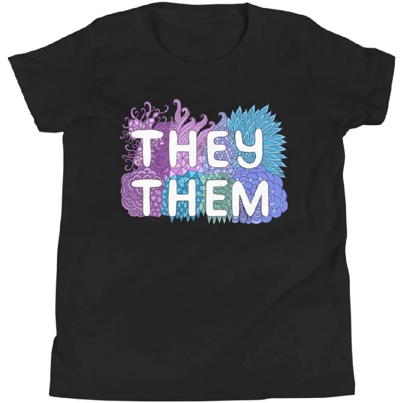 Scoop Neck T-ShirtsThey/Them Pronouns Pastel Doodles -- Youth/Toddler T-Shirt