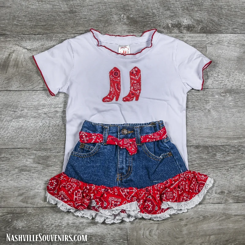 Metallic T-ShirtsWestern Denim Toddler Set with Boots