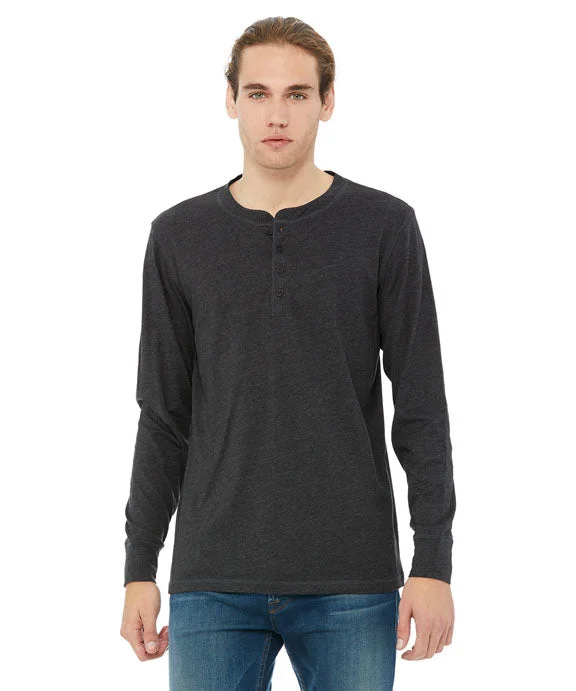 Mesh-Lined Hoodies3150 - Bella + Canvas Mens Jersey Long-Sleeve Henley Shirt | Dark Grey Heather