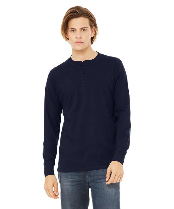 Hemp Sweatshirts3150 - Bella + Canvas Mens Jersey Long-Sleeve Henley Shirt | Navy