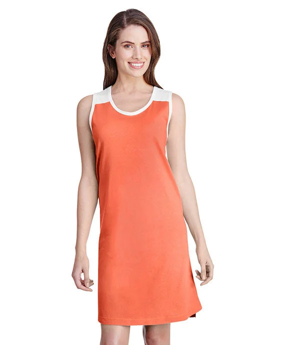 Stretch-Knit Sweatshirts3523 - LAT Ladies Racerback Tank Dress | Papaya/White