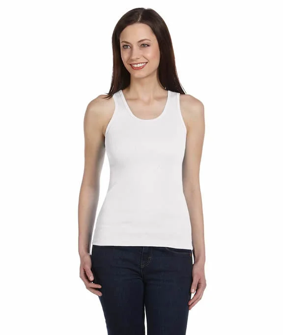 Pocketed Hoodies4000 - Bella + Canvas Ladies 2x1 Rib Tank Top | White