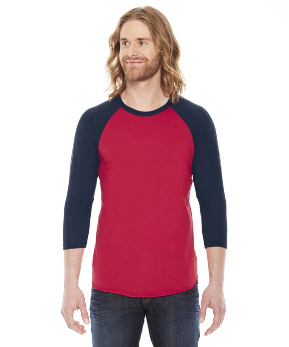 Luxury HoodiesBB453W - American Apparel Unisex Poly-Cotton 3/4 Sleeve Raglan T-Shirt | Red/Navy