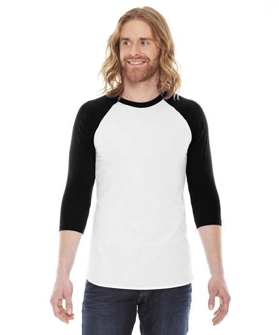 Fishing SweatshirtsBB453W - American Apparel Unisex Poly-Cotton 3/4 Sleeve Raglan T-Shirt | White/Black