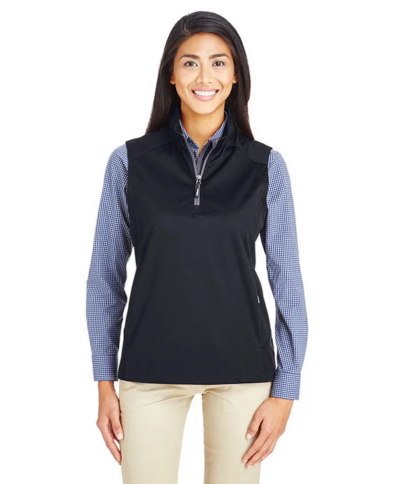 Hiking HoodiesCE709W - Core 365 Ladies Techno Lite Three-Layer Knit Tech-Shell Quarter-Zip Vest | Black