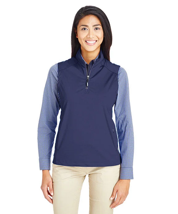 Quilted SweatshirtsCE709W - Core 365 Ladies Techno Lite Three-Layer Knit Tech-Shell Quarter-Zip Vest | Classic Navy