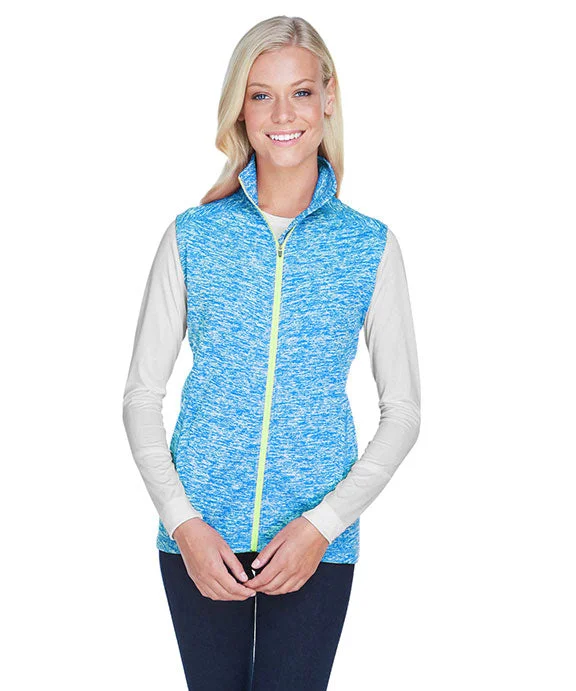 Graphic HoodiesJA8625 - J America Ladies Lasic Cosmic Fleece Vest | Electric Blue/Neon Green