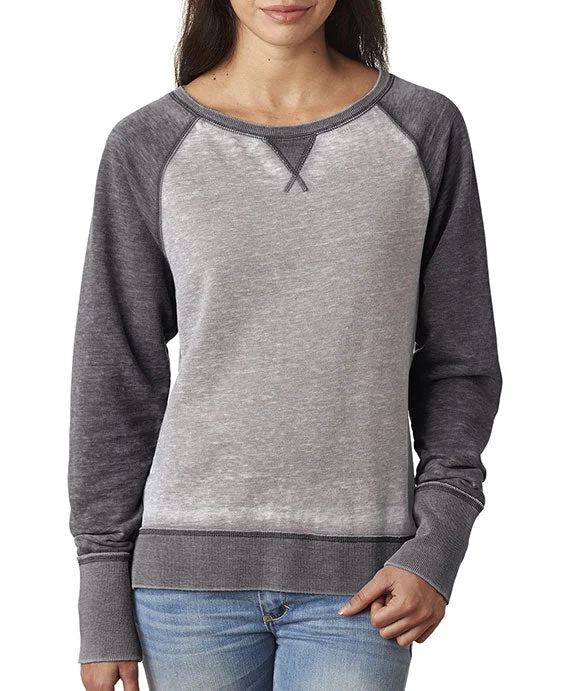 Asymmetrical HoodiesJA8927 - J America Ladies Zen Contrast Crewneck Sweatshirt | Cement/Dark Smoke