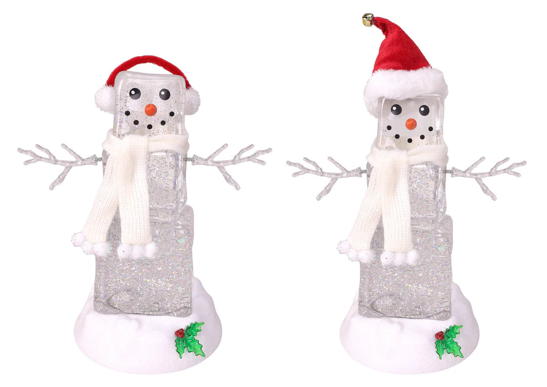 10" Festive Ice Cube Glitter Snowman