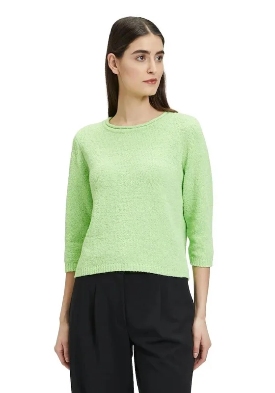 CroptopdesignBetty Barclay Knit Cropped Sleeve Jumper, Green