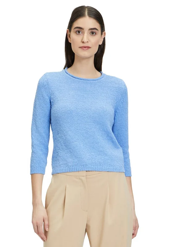 CroptopvrBetty Barclay Knit Cropped Sleeve Jumper, Blue