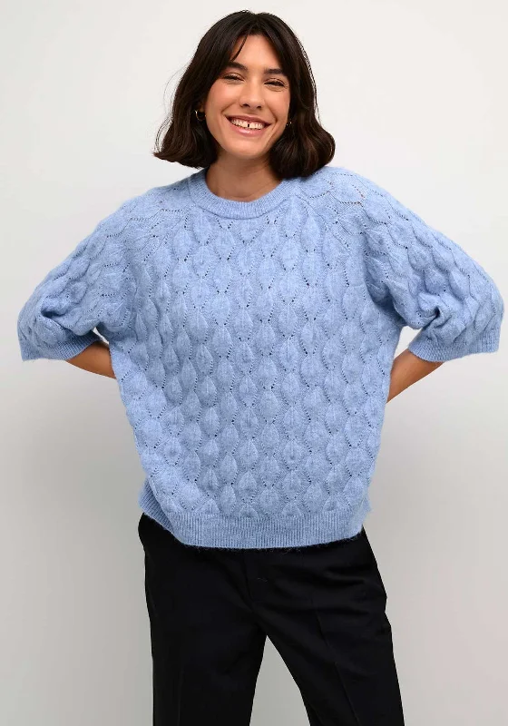 CroptopsecurityKaffe Malene Cropped Sleeve Knit Sweater, Vista Blue